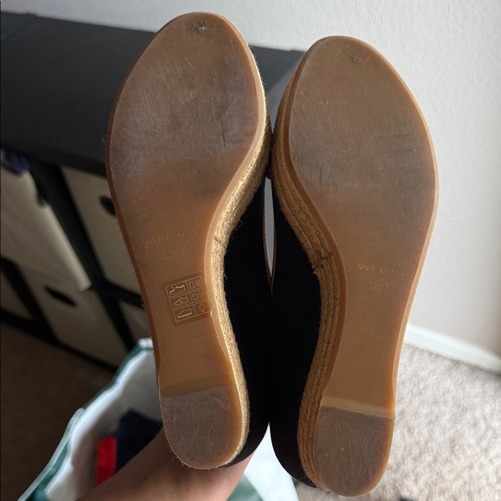 Tory Burch Black and Tan Espadrille Wedges - Picture 8 of 10